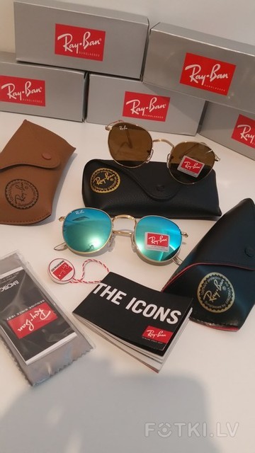 Ray Ban kruglie 41mm linza, 45 eur s 4ehlom iz naturalnoy kozhi